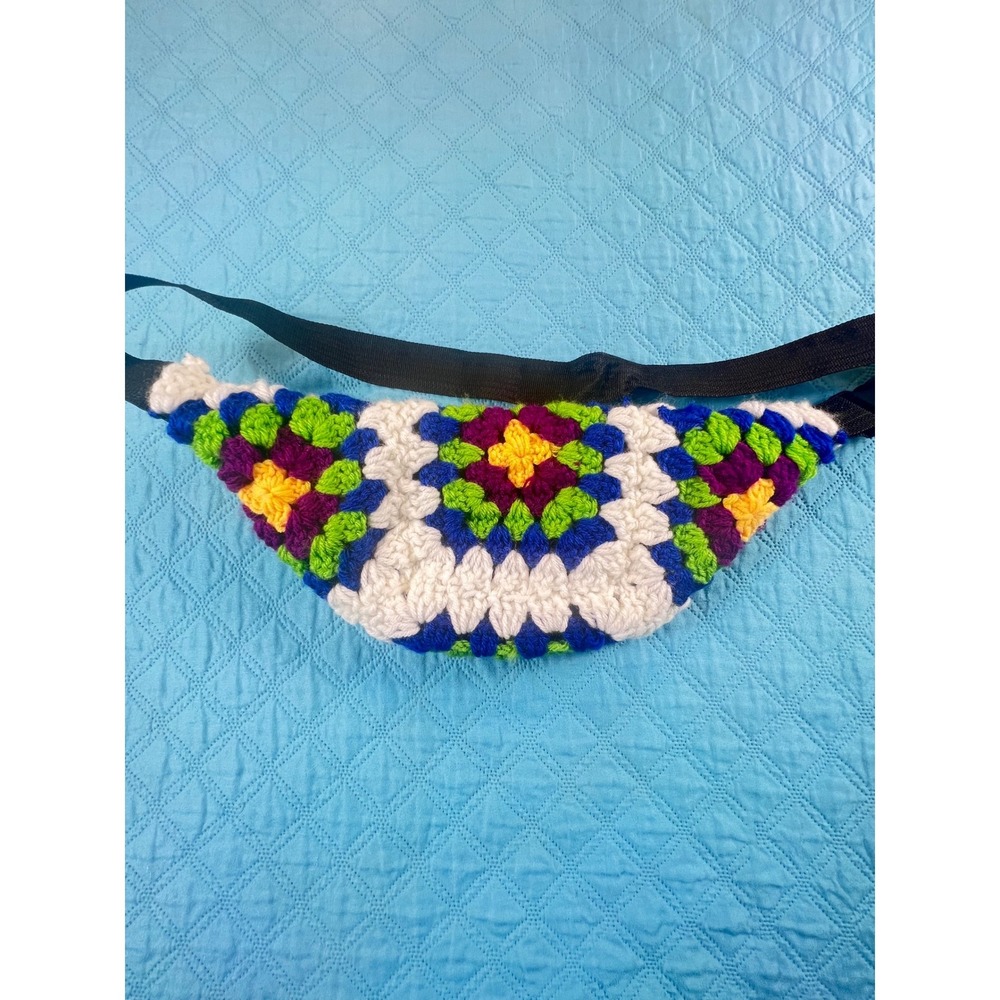 Handmade Crochet Granny Square Fanny Pack Multicolor Boho Waist Bag Zippered